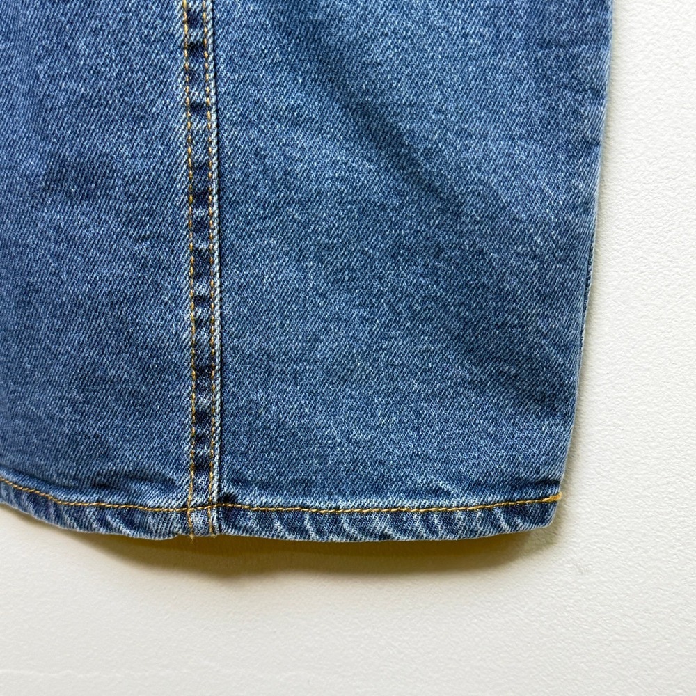 STEVE MADDEN Denim Bustier Mini Dress Jean Strappy Zip Front Bodycon L - Picture 4 of 6